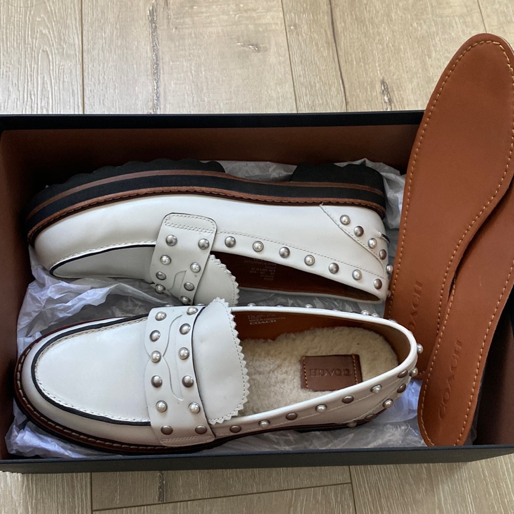 White Coach Lenox Loafer Rivets